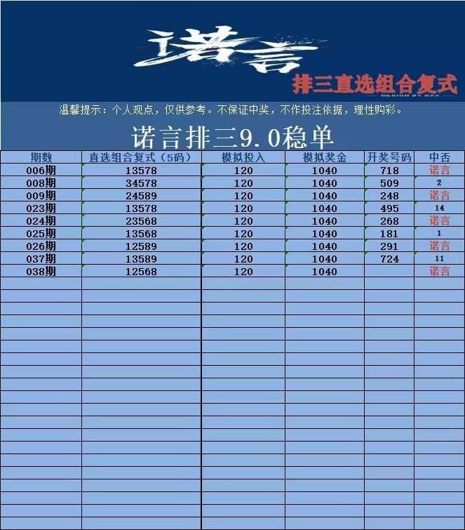 诺言排三9.0